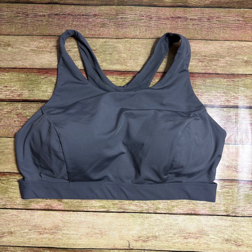 Serra Womens Gray High Neck Racerback Sports Bra Medium Activewear Support Top